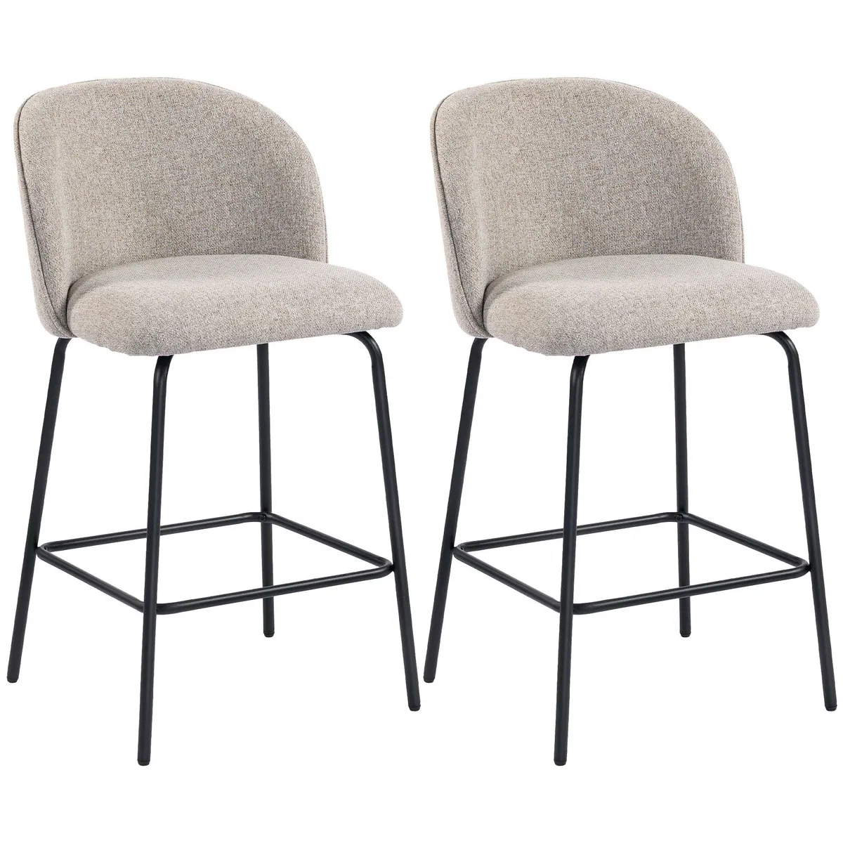 HOMCOM Barhocker Set, ergonomische Rückenlehne, stabil und elegant — 2 Stück, hellgrau 2