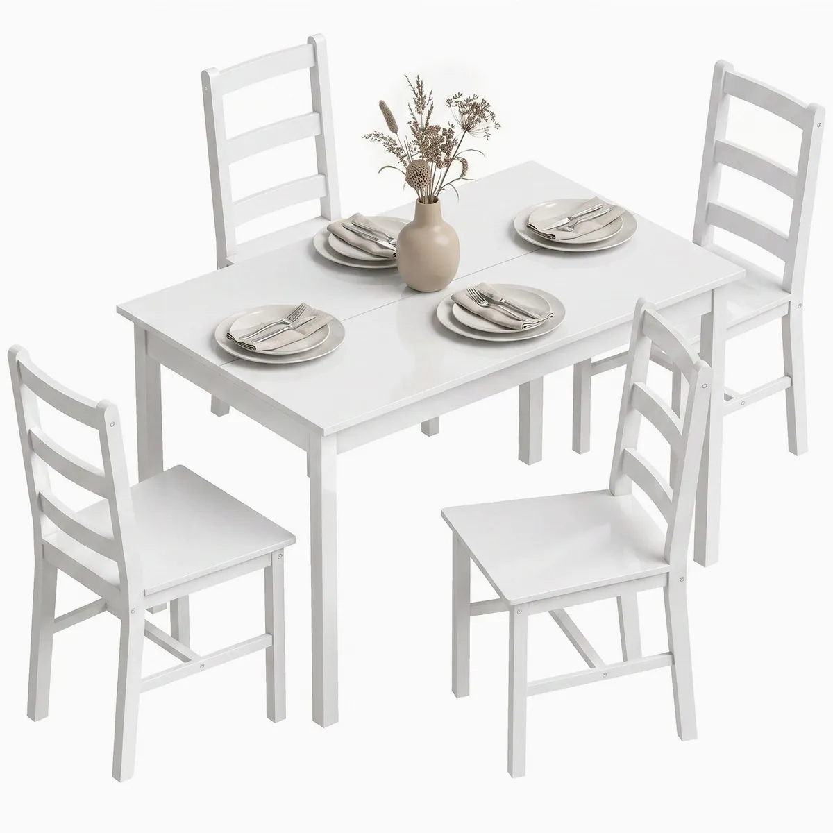 HOMCOM Essgruppe, 5-teilig aus Kiefernholz, platzsparendes Design für kleine Räume 2