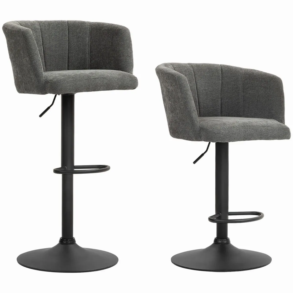 HOMCOM Barhocker 2er-Set, Höhenverstellbar, Drehbar, Dunkelgrau 2