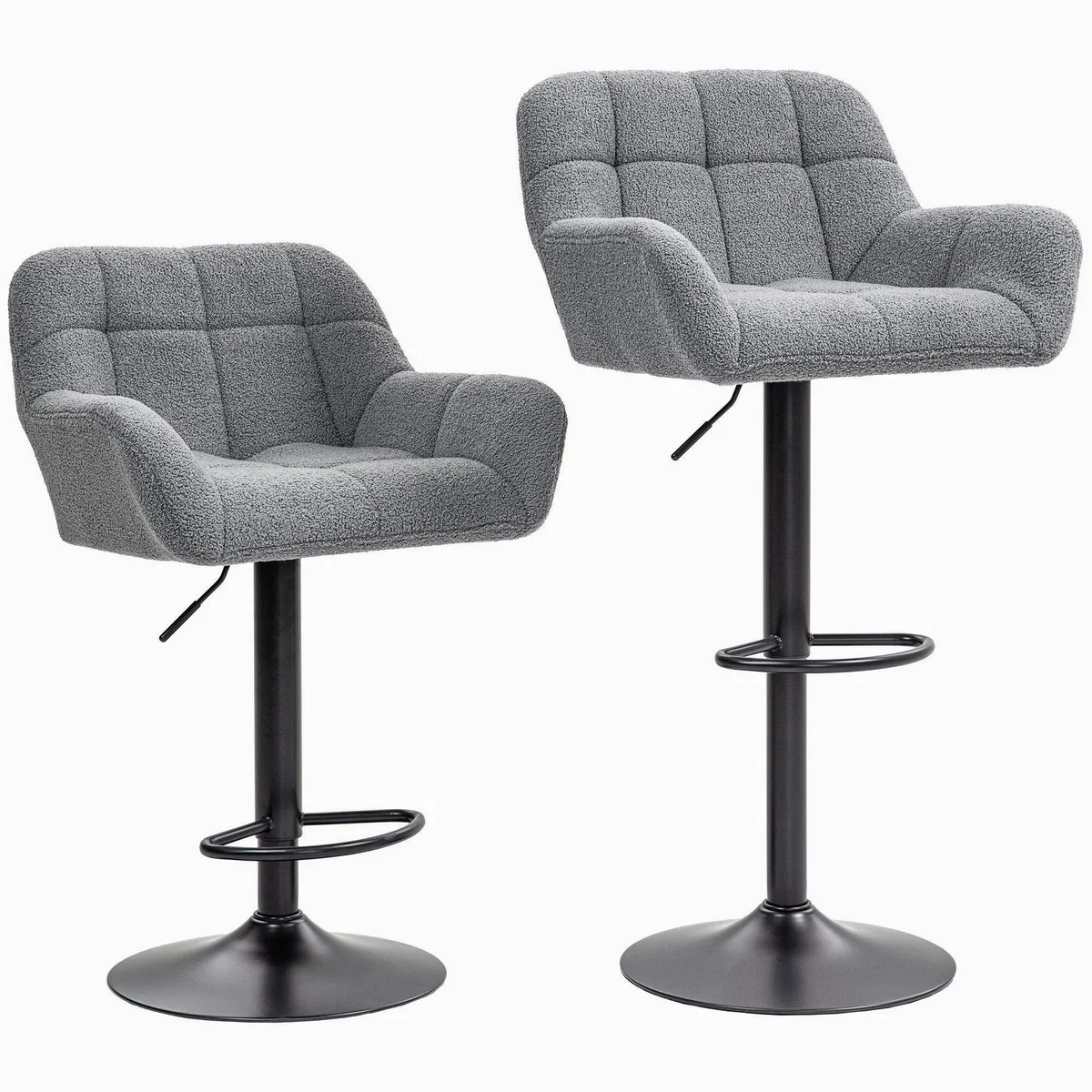 HOMCOM Barhocker Grau, ergonomisches Design, höhenverstellbar & drehbar 2
