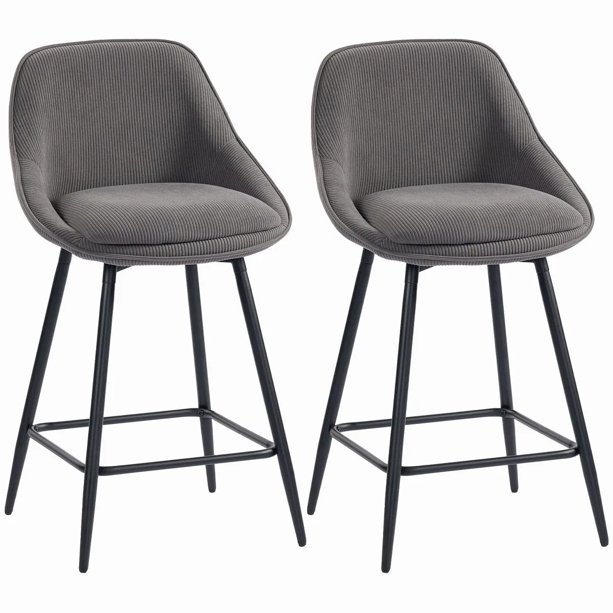 HOMCOM Barhocker Drehbar, Cord-Optik, 360° Drehung, stabil & komfortabel 2