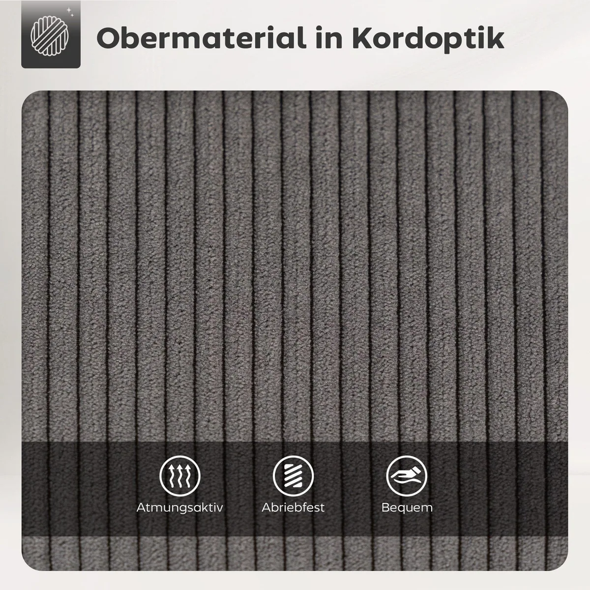 HOMCOM Barhocker Drehbar, Cord-Optik, 360° Drehung, stabil & komfortabel 5