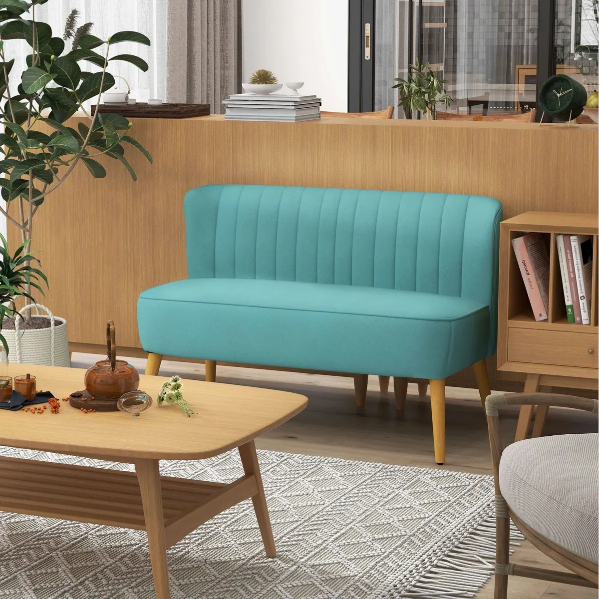 HOMCOM Loveseat 2-Sitzer, elegantes Design, pflegeleichter Stoff — Grün