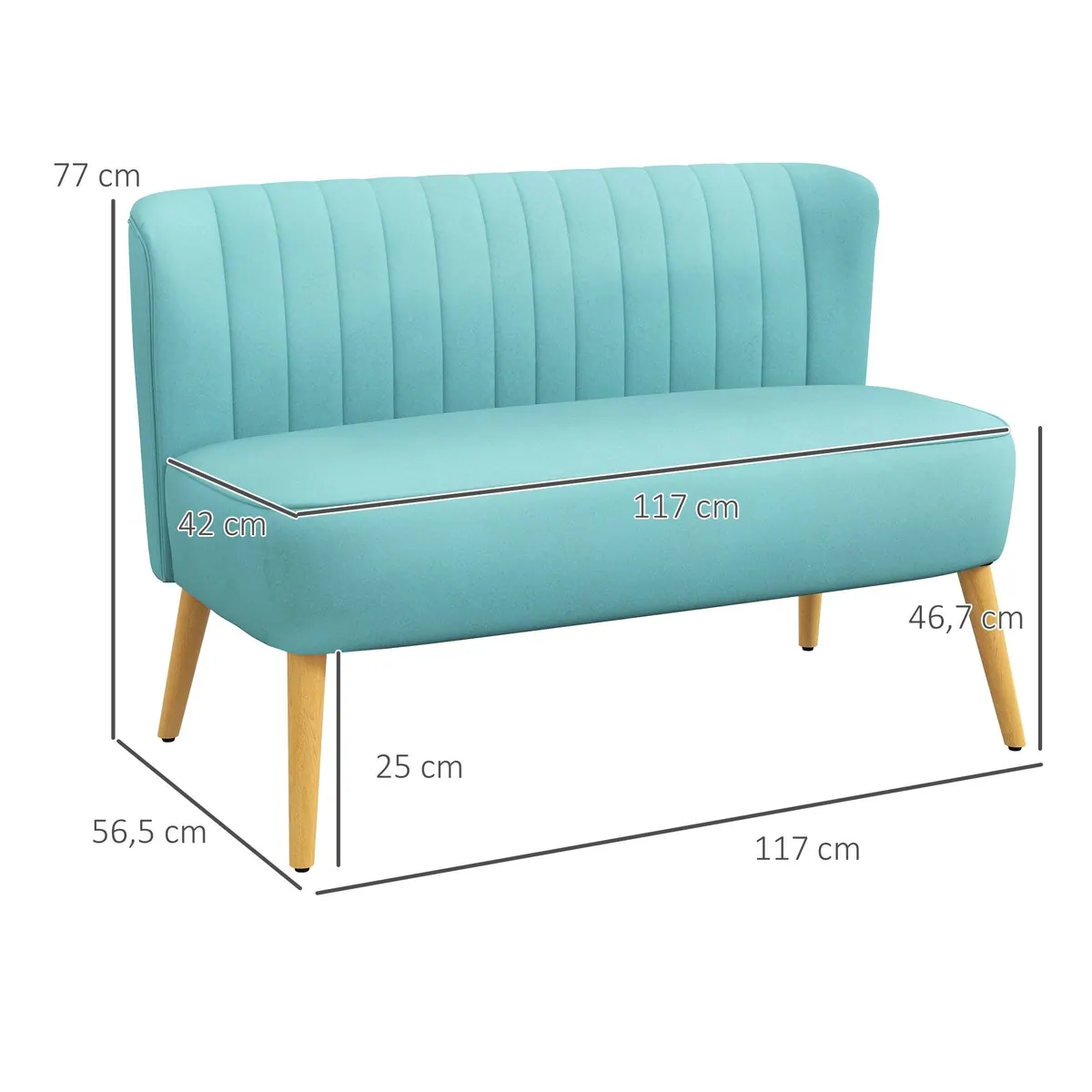 HOMCOM Loveseat 2-Sitzer, elegantes Design, pflegeleichter Stoff — Grün 3