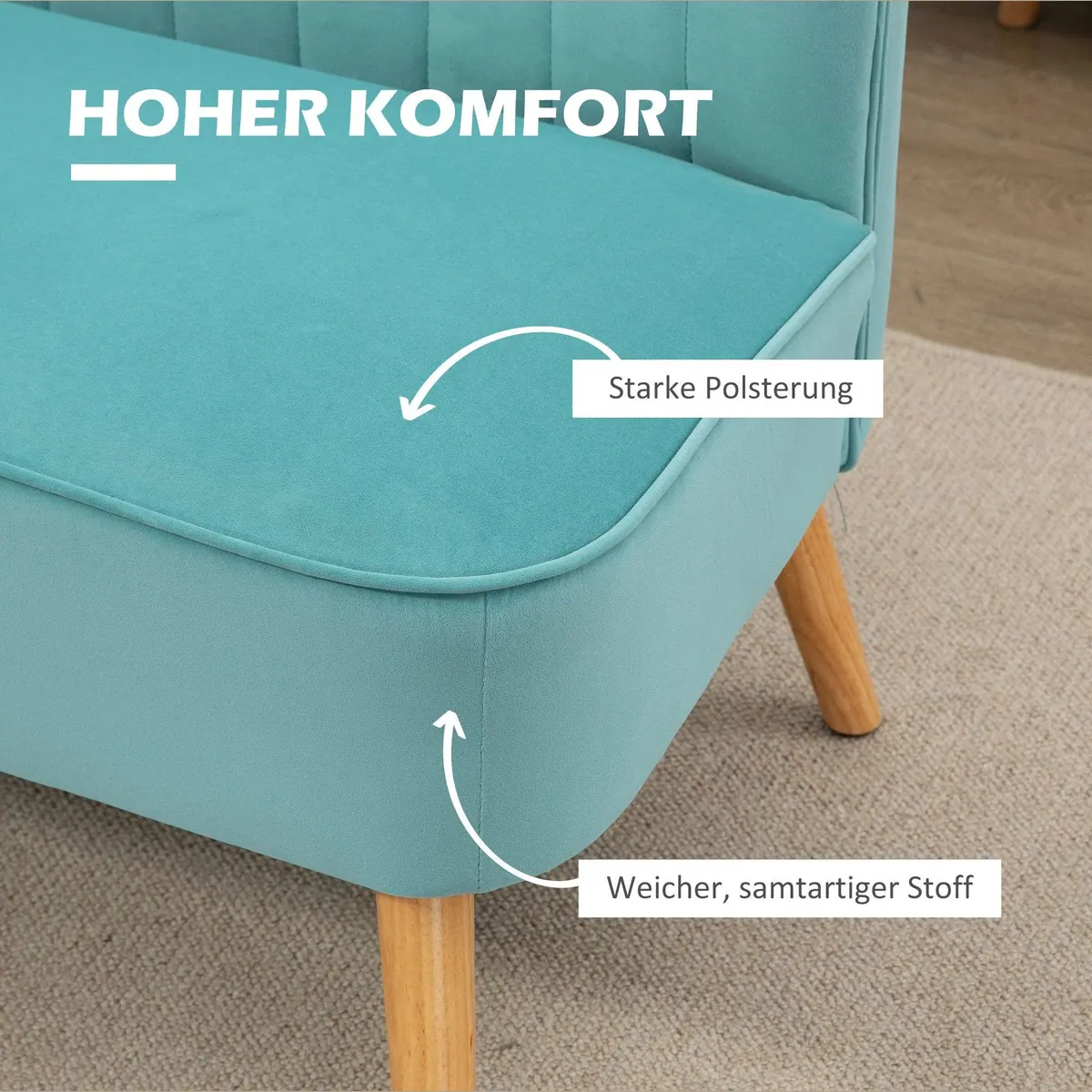 HOMCOM Loveseat 2-Sitzer, elegantes Design, pflegeleichter Stoff — Grün 4