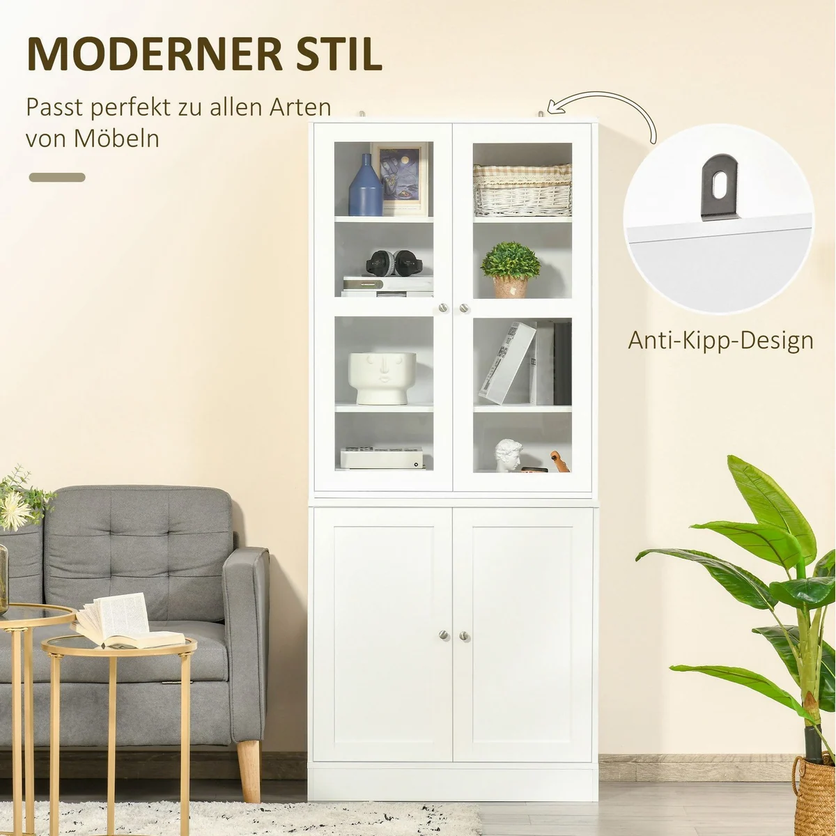 HOMCOM Bücherregal mit 6 Fächern, elegantes Design für jeden Raum 4