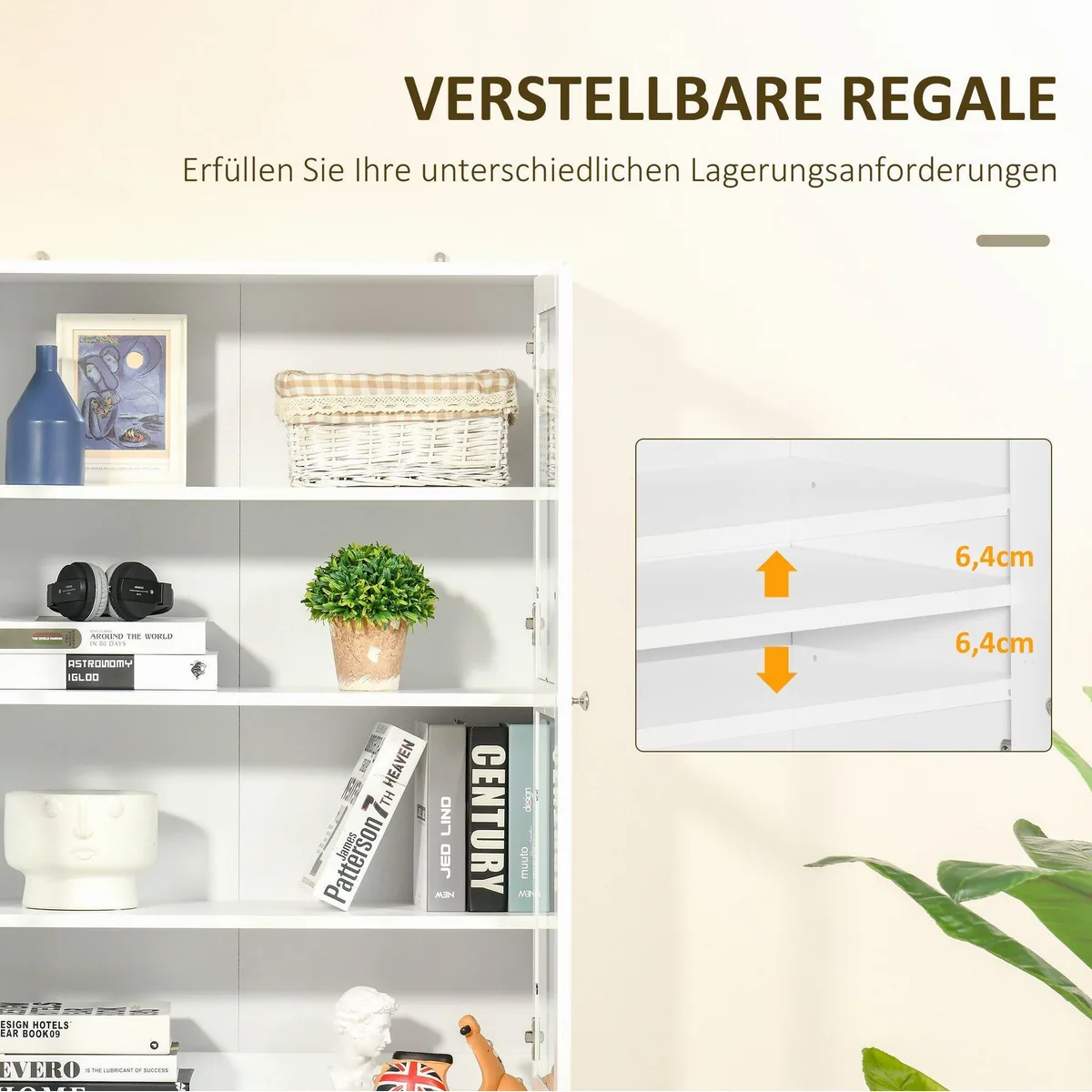 HOMCOM Bücherregal mit 6 Fächern, elegantes Design für jeden Raum 5