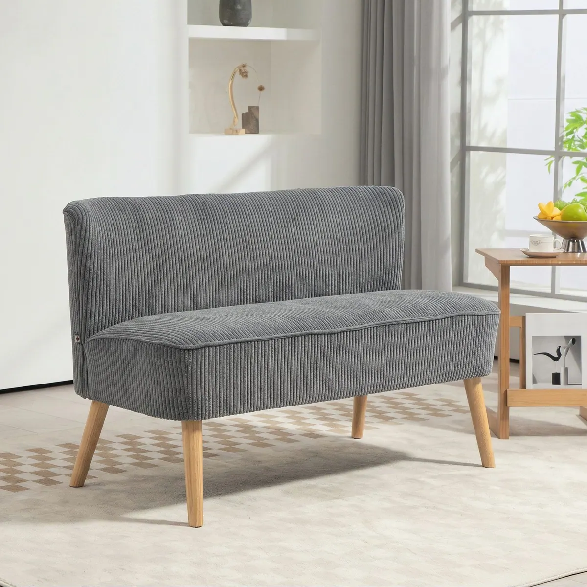 HOMCOM Zweisitzer Sofa, elegantes Design, pflegeleichte Stoffpolsterung, kompakt und bequem