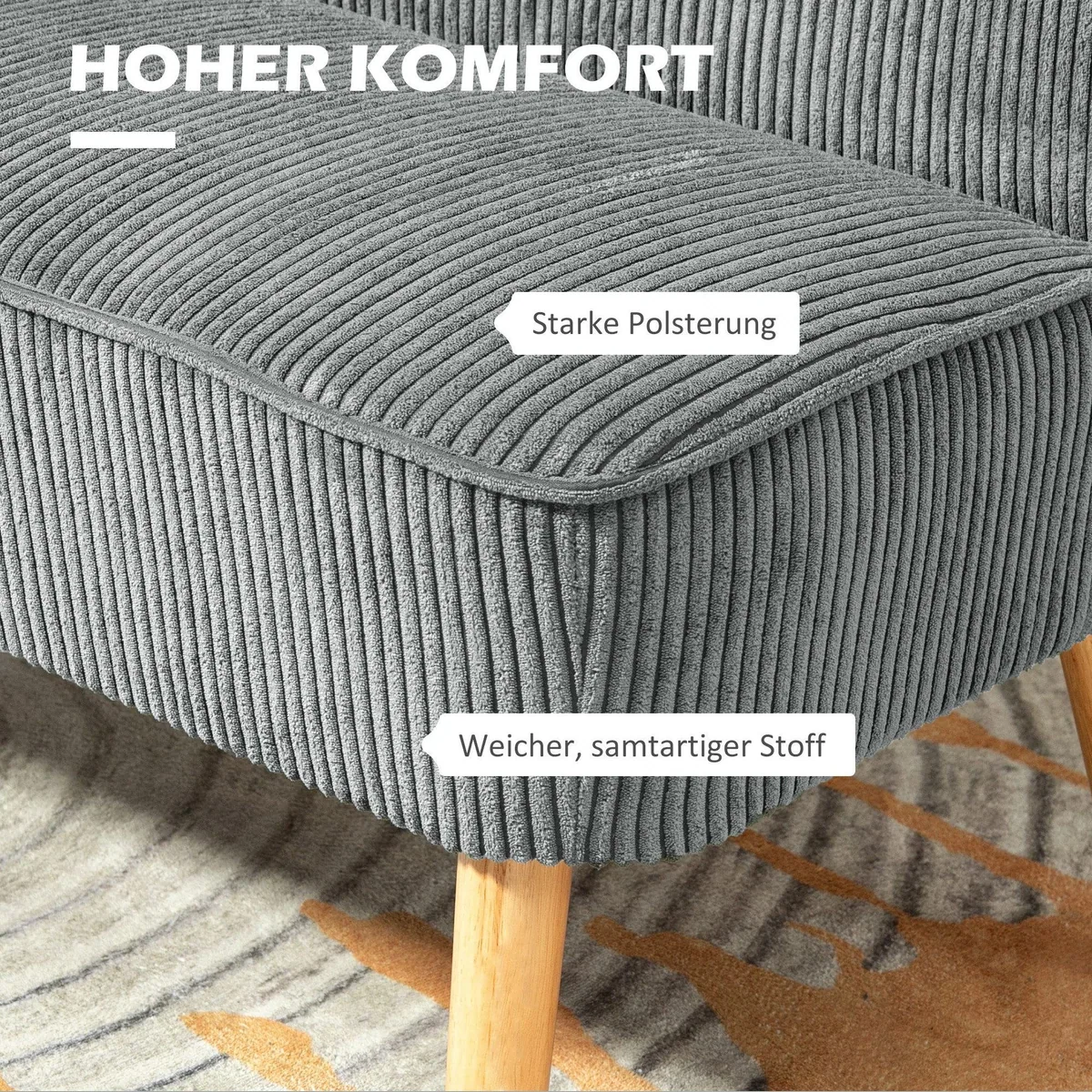 HOMCOM Zweisitzer Sofa, elegantes Design, pflegeleichte Stoffpolsterung, kompakt und bequem 4