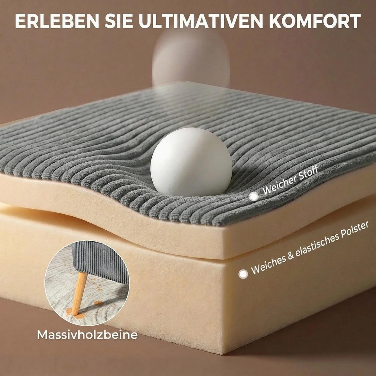 HOMCOM Zweisitzer Sofa, elegantes Design, pflegeleichte Stoffpolsterung, kompakt und bequem 5