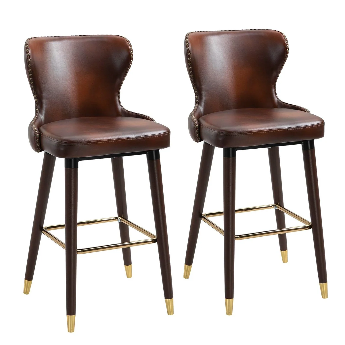 HOMCOM Barhocker Set, eleganter Retro-Look, bequeme Polsterung, stilvolle Fußstütze
