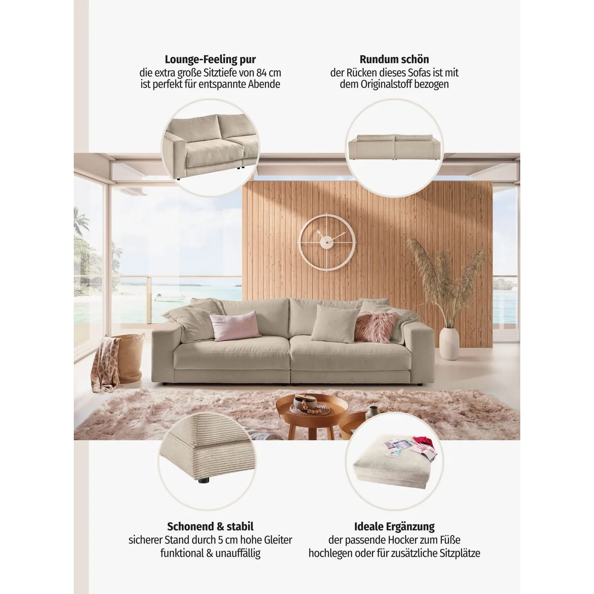 Home affaire Big-Sofa Enisa, großzügige Polsterung, stylisches Design 2