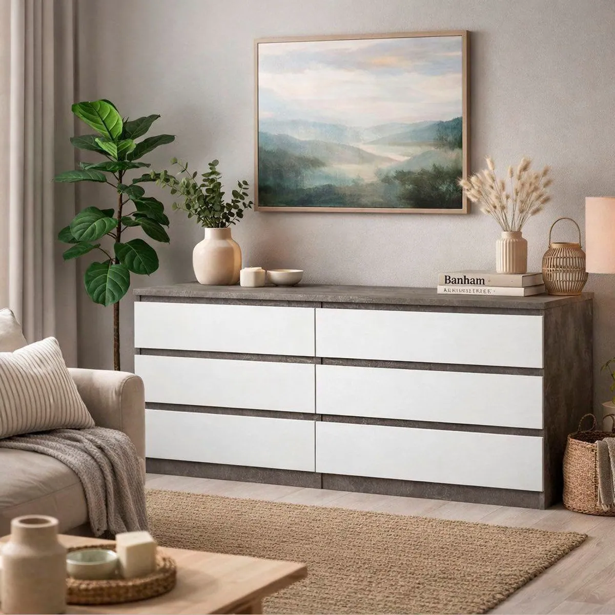 Home affaire Kommode Naia, skandinavisches Design, 6 Schubladen, 158 cm breit 2