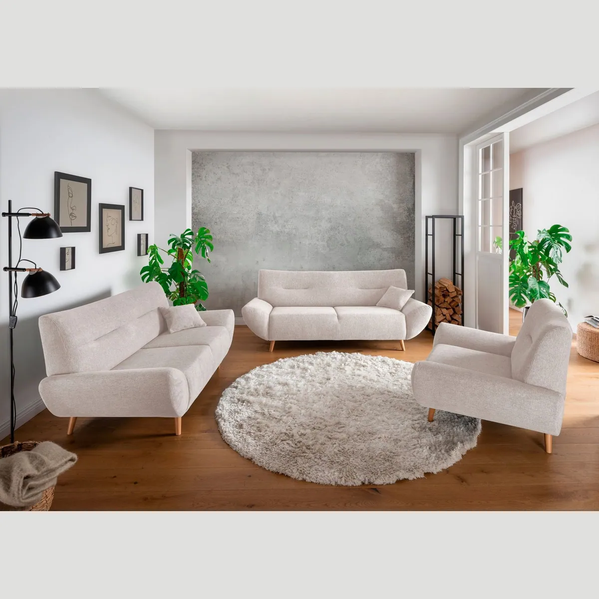 Home affaire Polstergarnitur Drago, komfortabel, moderne Formensprache, inkl. 2 Zierkissen