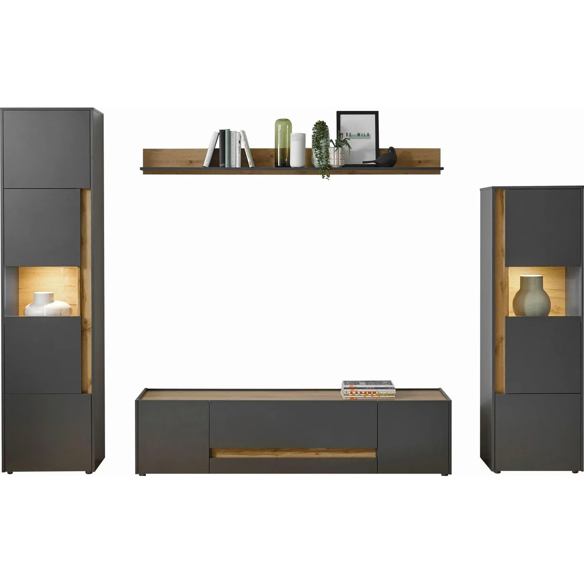 Home affaire Wohnwand City/Giron, stilvolles Komplettset mit Vitrinen und Lowboard 2