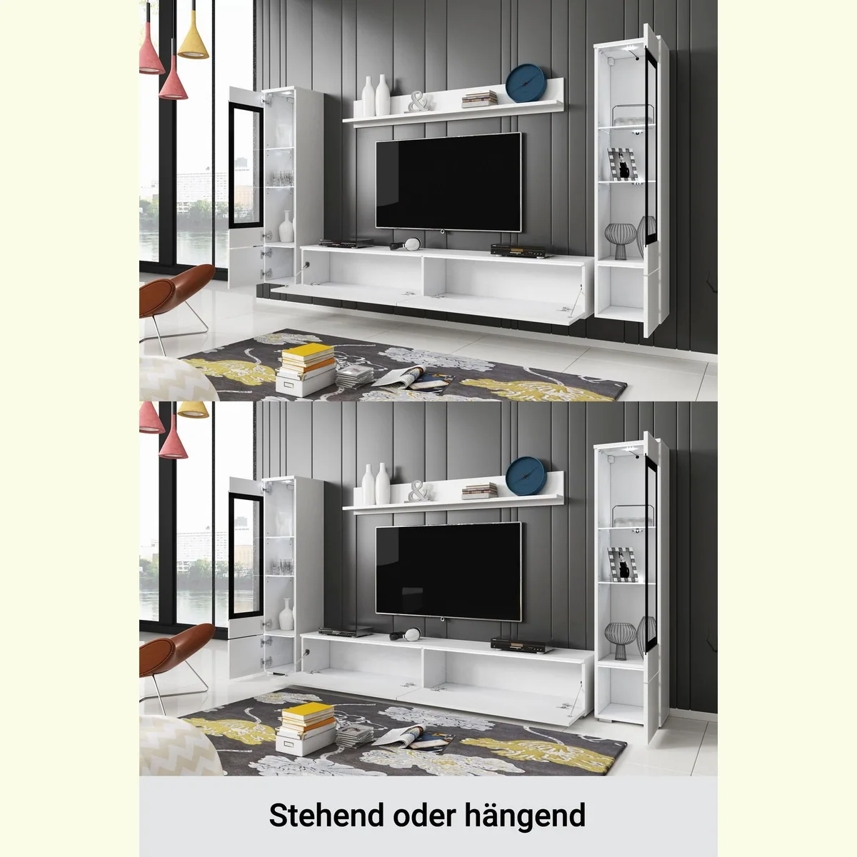 Home affaire Wohnwand VERA II, modernes Design, wechselbare Türanschläge — 4-teilig, 260 cm 3