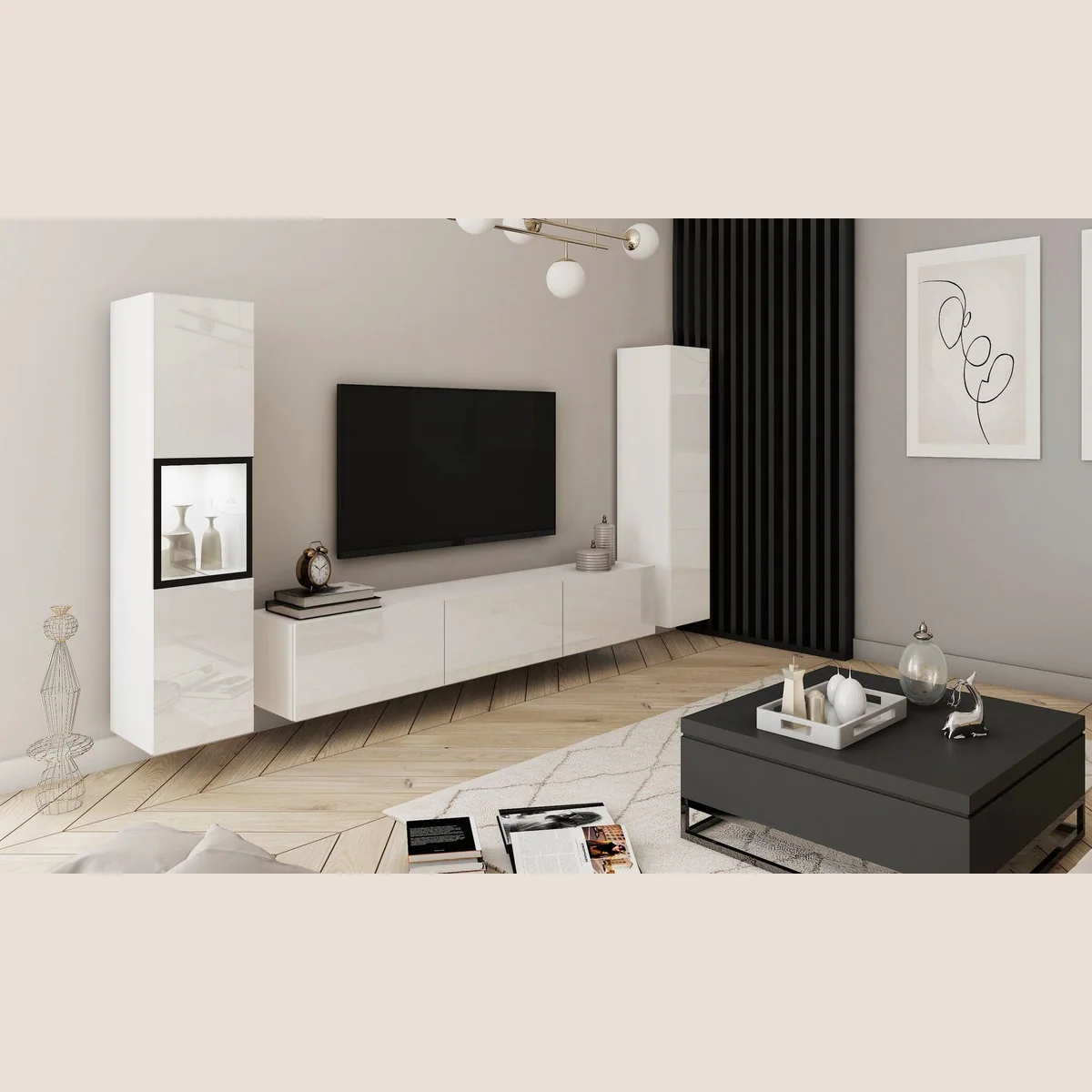 Home affaire Wohnwand Berlin III, moderne grifflose Mediawand, 3-teilig, Breite 260 cm 2