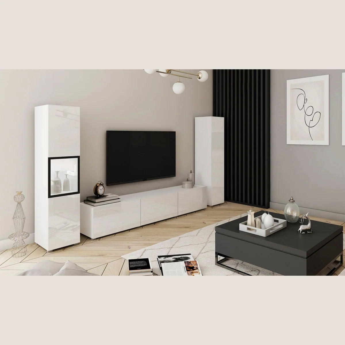 Home affaire Wohnwand Berlin III, moderne grifflose Mediawand, 3-teilig, Breite 260 cm 3