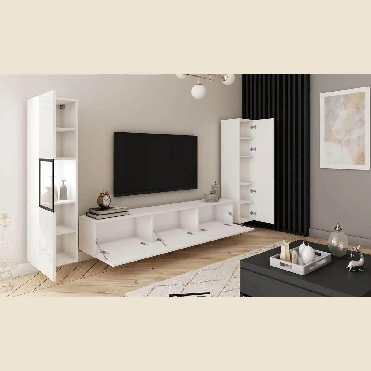 Home affaire Wohnwand Berlin III, moderne grifflose Mediawand, 3-teilig, Breite 260 cm 4