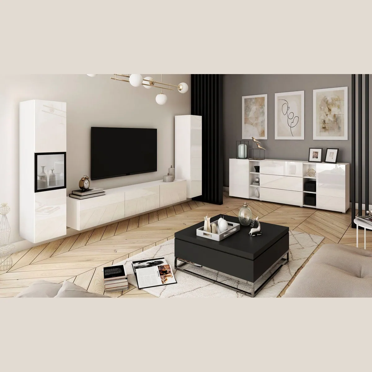 Home affaire Wohnwand Berlin III, moderne grifflose Mediawand, 3-teilig, Breite 260 cm 5