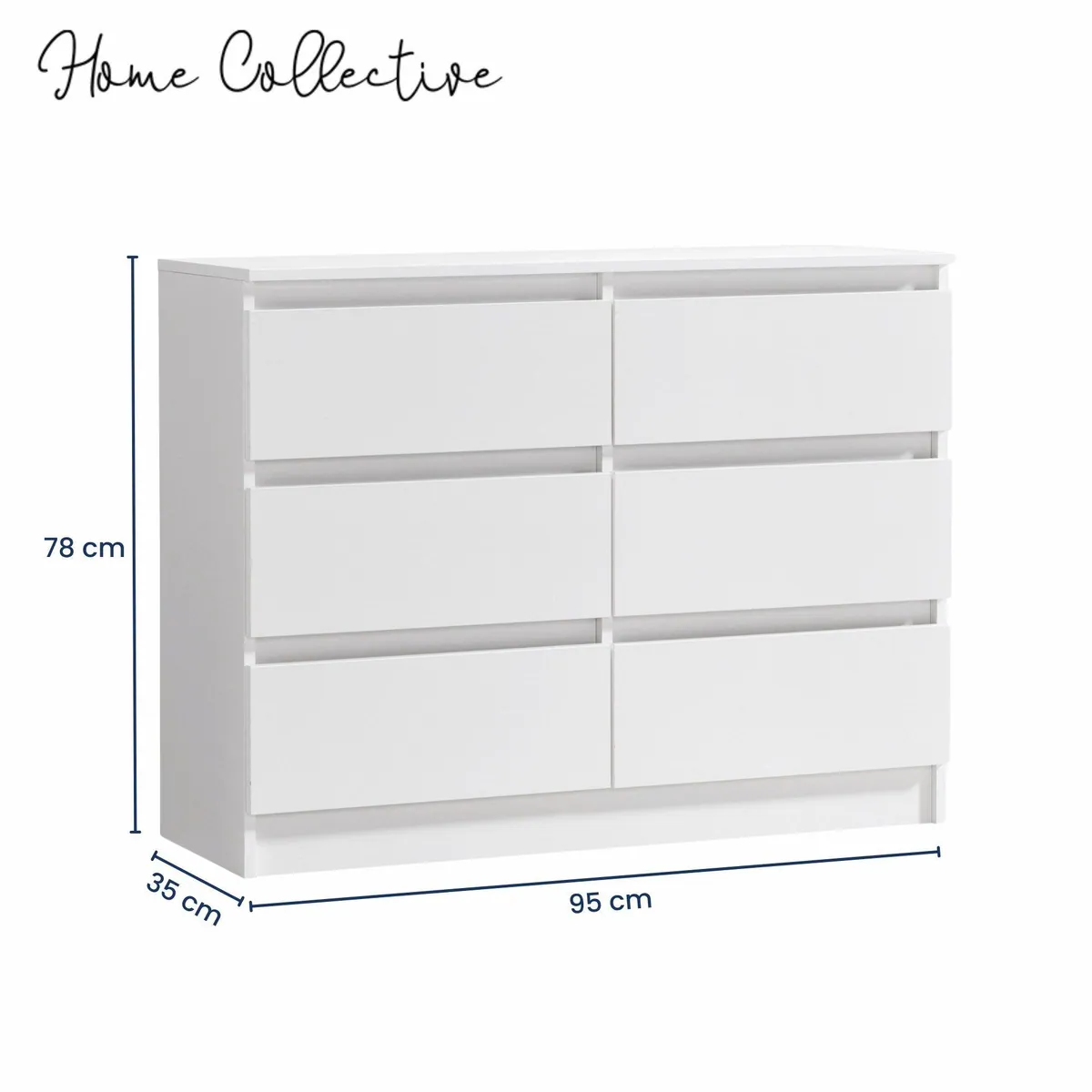 Home Collective Kommode 95 cm, 6 Schubladen, modernes Design, robuster Holzwerkstoff 3