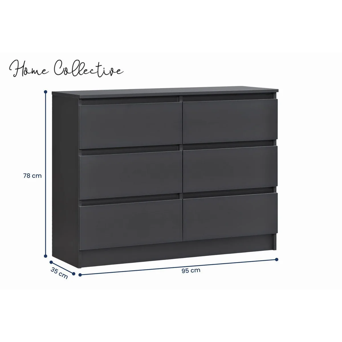 Home Collective Kommode 95 cm, 6 Schubladen, modernes Design — ideal für jeden Raum 3