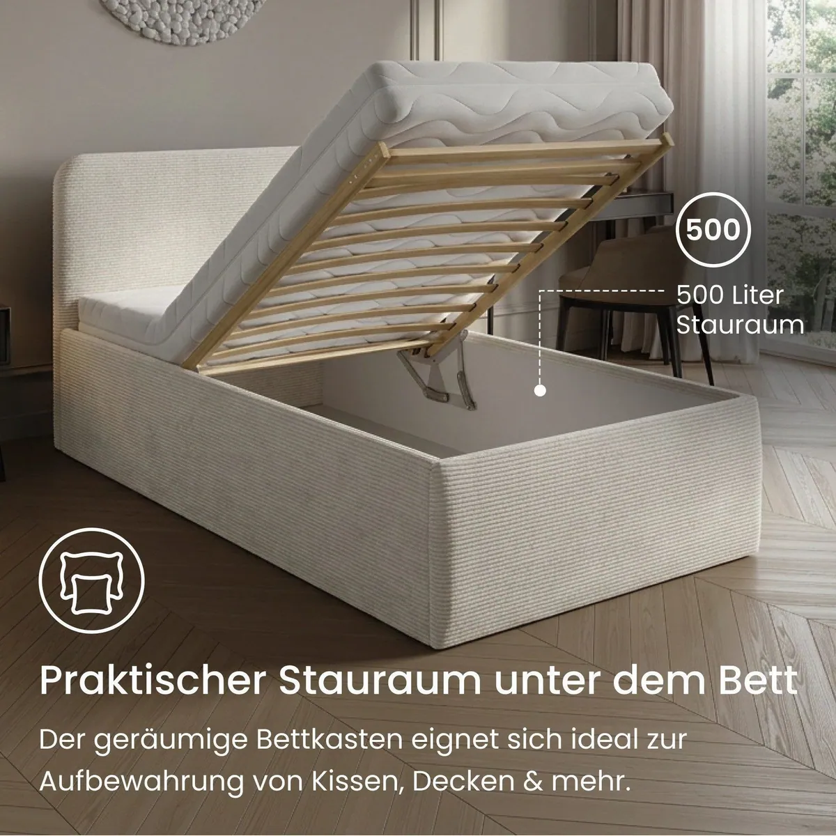Home Collective Polsterbett mit Stauraum, verstellbarem Lattenrost, viele Größen 4