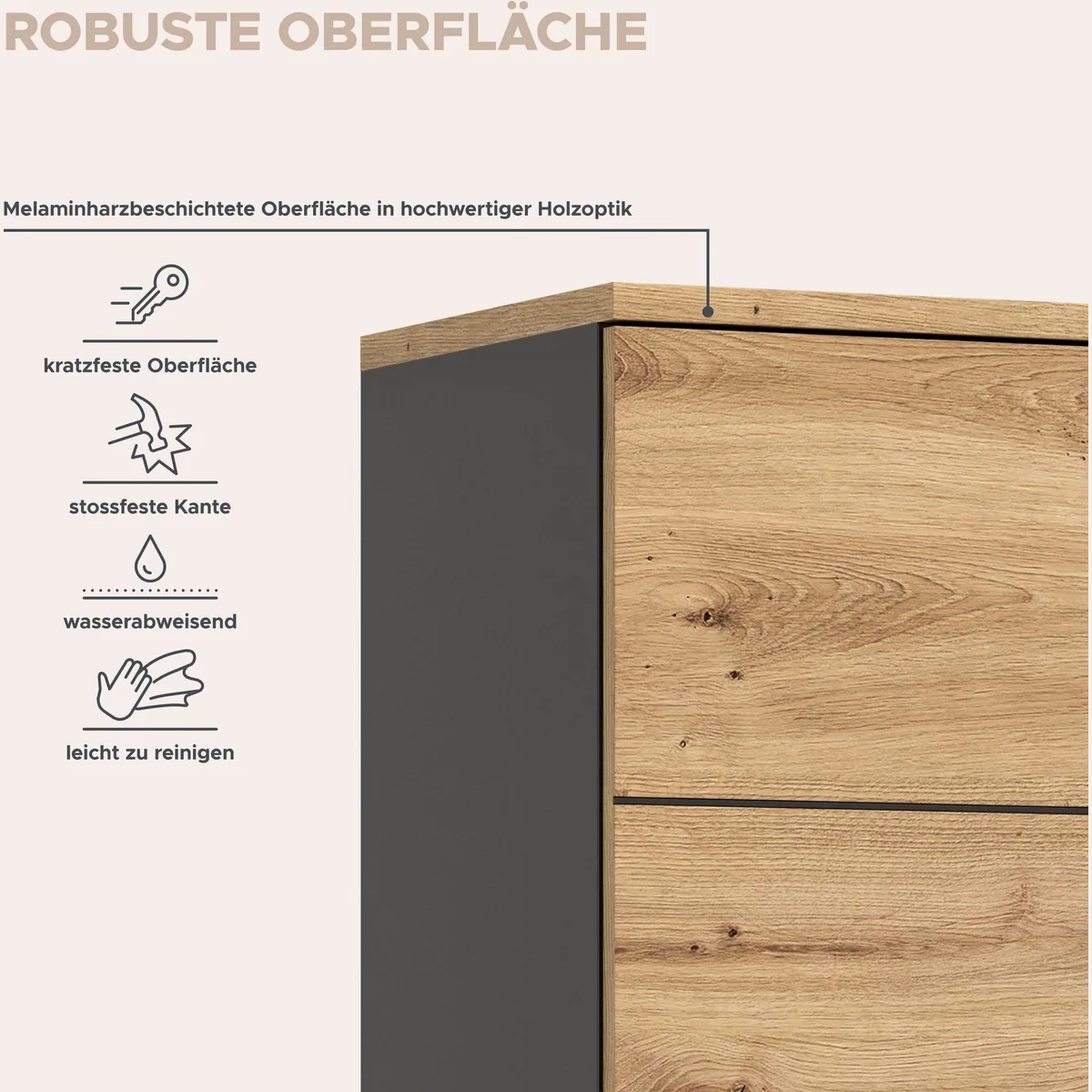 Home affaire Garderobenschrank Rehat, modernes Design, optimale Stauraumlösung, in verschiedenen Farben erhältlich 5
