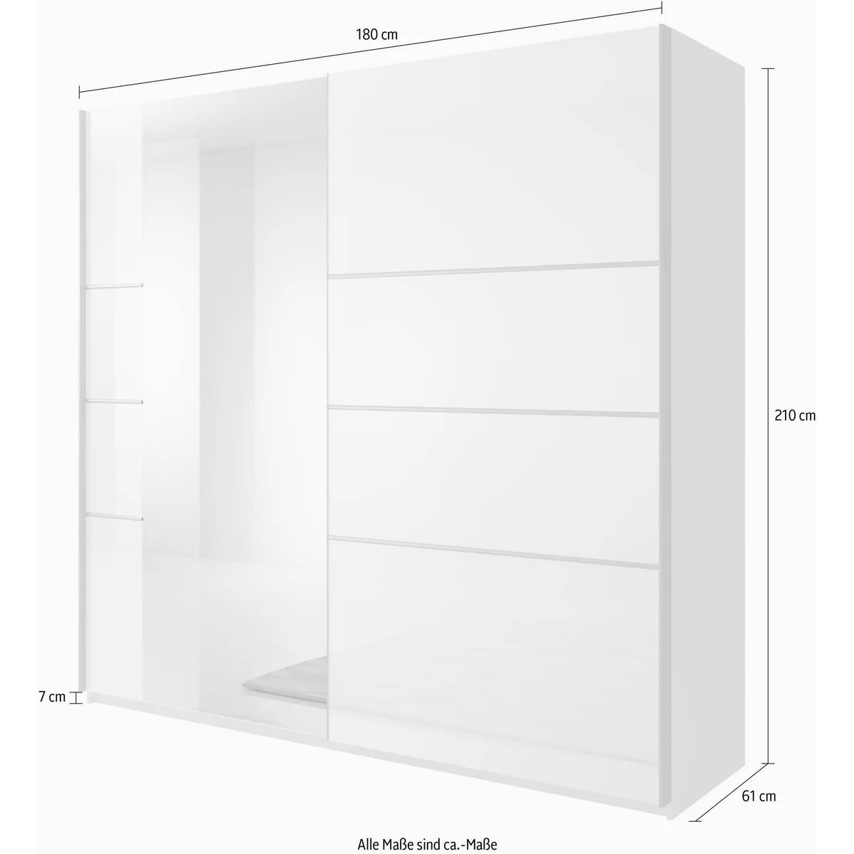 Home affaire Schwebetürenschrank Beta, Hochglanzfront, inklusive Innenausstattung — elegantes Design, großzügiger Stauraum, praktische Spiegelfläche 5