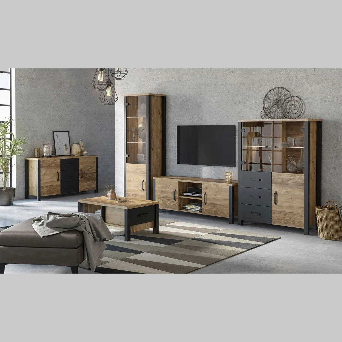 Home affaire Wohnwand Olin, modernes Design, hochwertige Verarbeitung, viel Stauraum