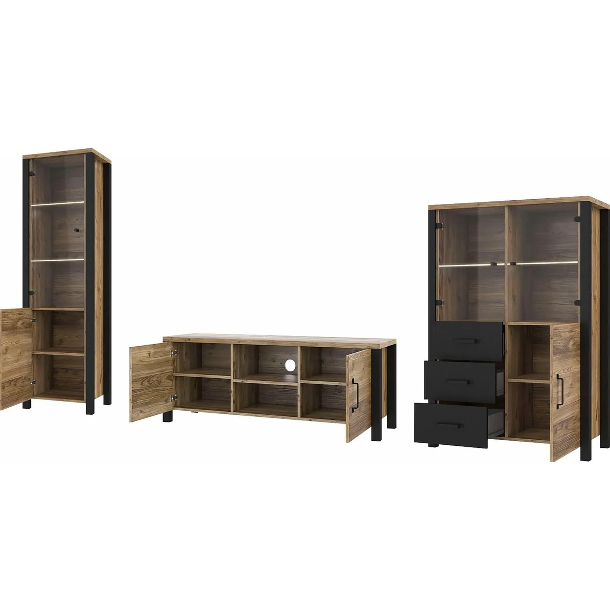 Home affaire Wohnwand Olin, modernes Design, hochwertige Verarbeitung, viel Stauraum 4