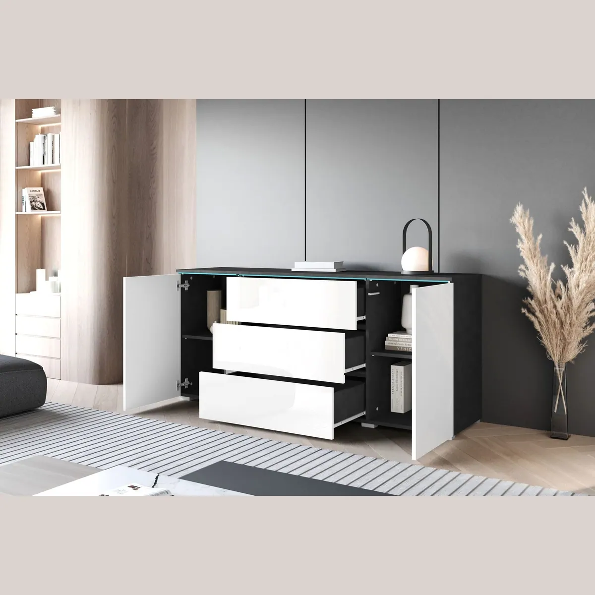 Home affaire Sideboard VERA, elegantes Design, grifflos, wahlweise mit Beleuchtung 4