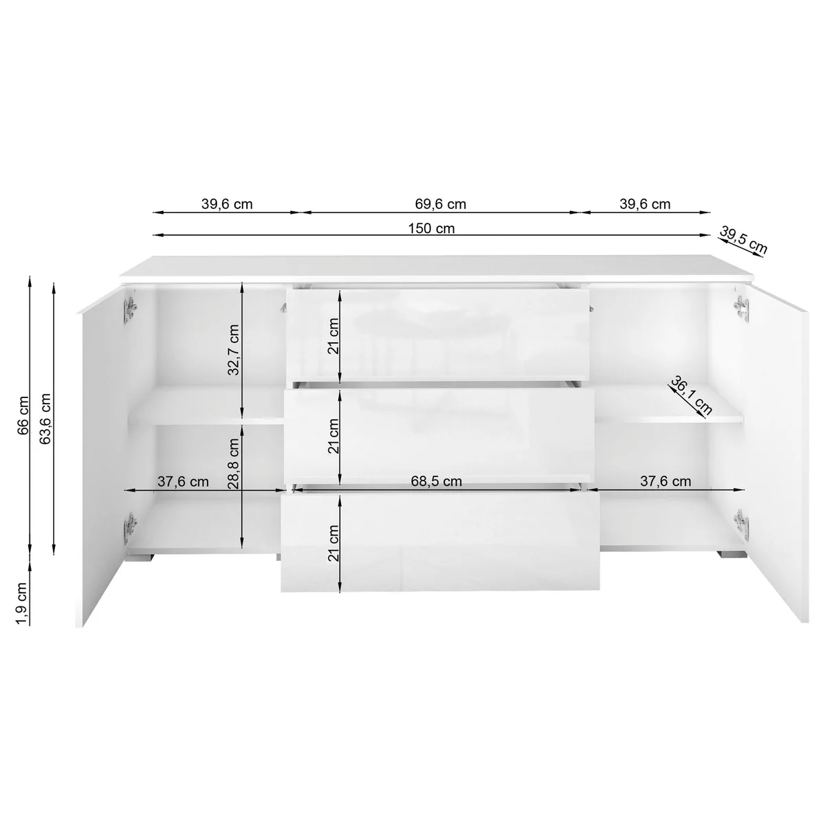 Home affaire Sideboard VERA, elegantes Design, grifflos, wahlweise mit Beleuchtung 5
