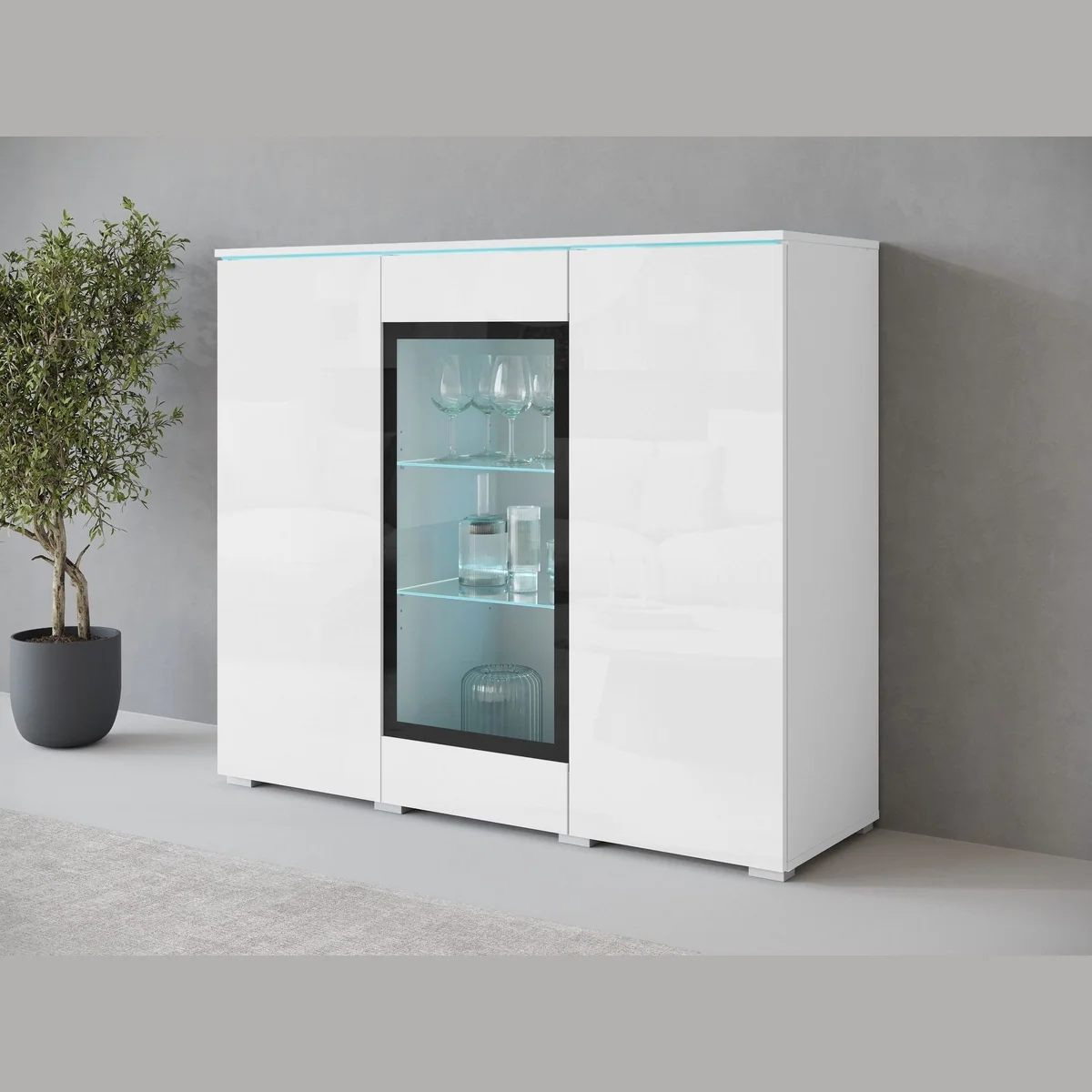 Vera Highboard, modernes Design, 4 Türen, 9 Fächer 5