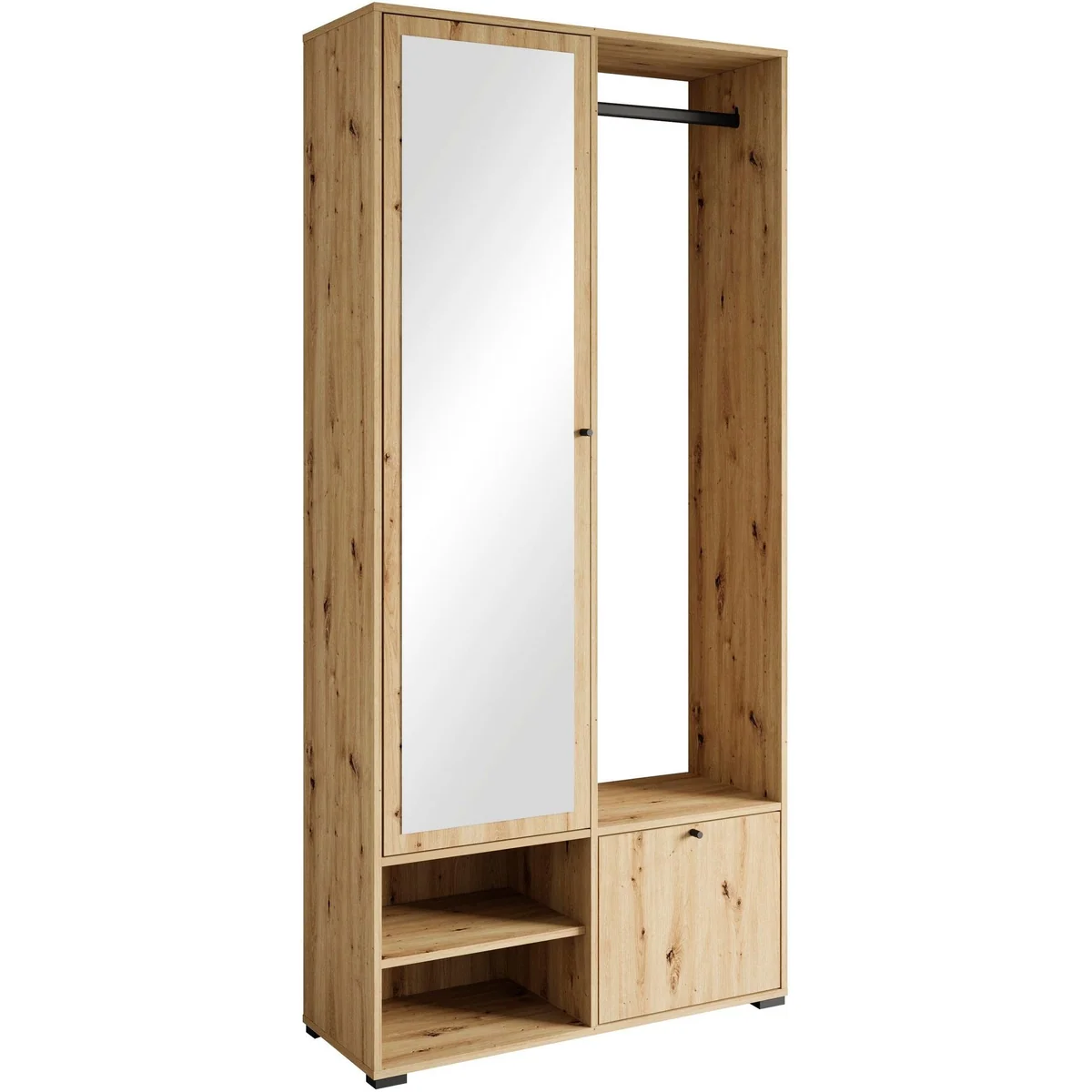 Home affaire DINO Kompaktgarderobe, vielseitig mit Spiegel und Kleiderstange — 90 cm, flexibler Türanschlag