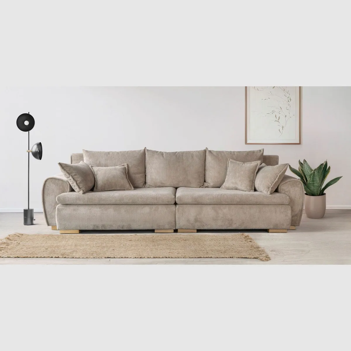Home affaire Big-Sofa Katja, 275 cm Breite, Komfort-Wellenunterfederung, inkl. 4 Zierkissen