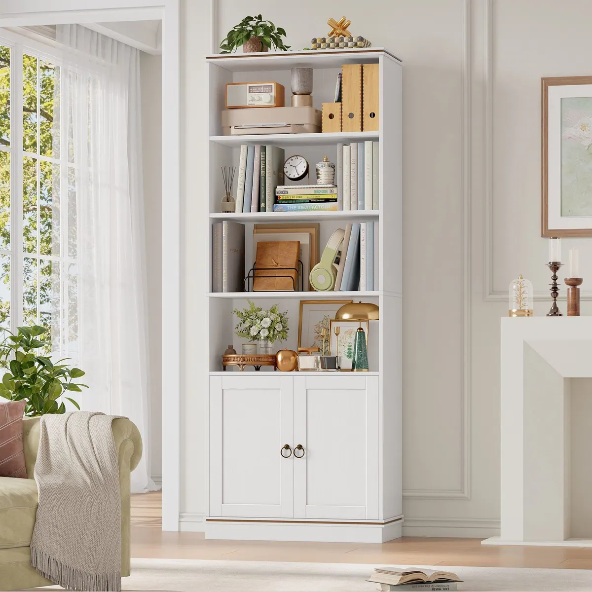 HOMECHO Bücherregal, 188 cm hoch, 7 Ebenen, verstellbare Einlegeböden