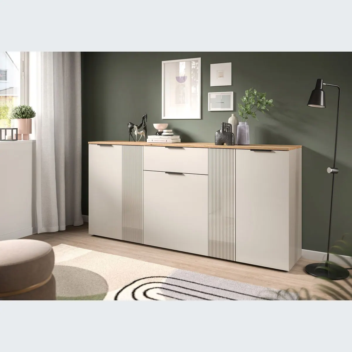 Home affaire EDIL Sideboard, modernes Design, viel Stauraum — 2 Türen, 4 Schubkästen, 140 cm breit 2