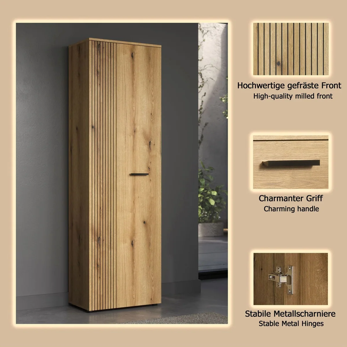 Home affaire Garderobenschrank Amrum, flexibles Design mit 2 Türen und 1 Kleiderstange 3