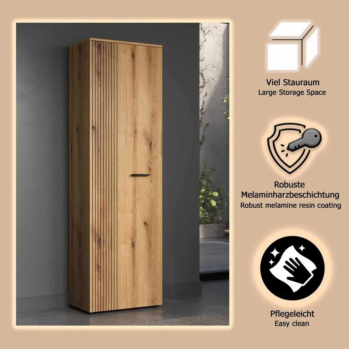 Home affaire Garderobenschrank Amrum, flexibles Design mit 2 Türen und 1 Kleiderstange 4