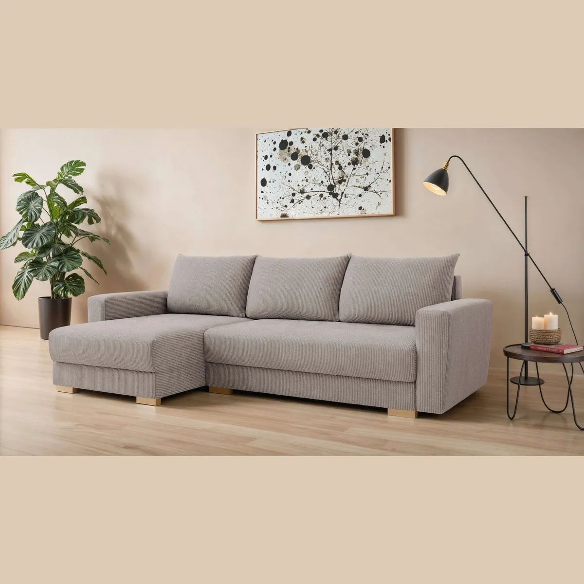 Ecksofa MAGHERA, Schlafsofa mit Bettkasten, hoher Sitzkomfort und flexible Recamiere