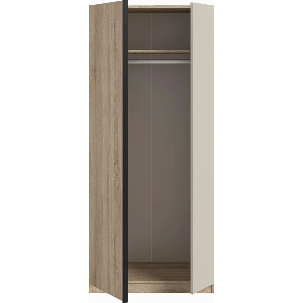 BENDINGO Kleiderschrank, 2-türig, Eiche NB, 80 cm — geräumig, modern, vielseitig 4