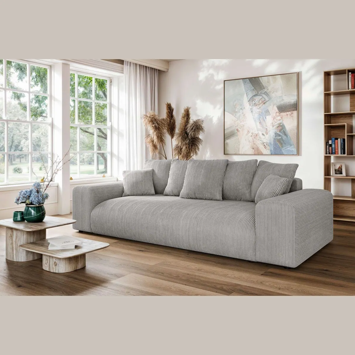LAKESIDE 3-Sitzer Schlafsofa mit Bettkasten, hoher Sitzkomfort und Wellenunterfederung