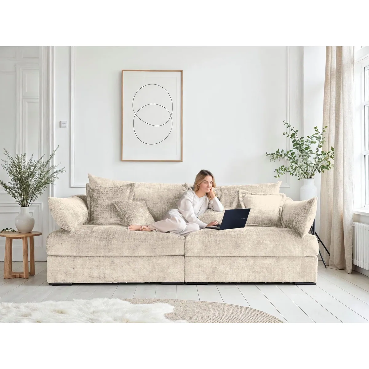 Casa XXL Mega-Sofa, 247 cm Breite, mit 4 Zierkissen, Cord oder Chenille-Struktur