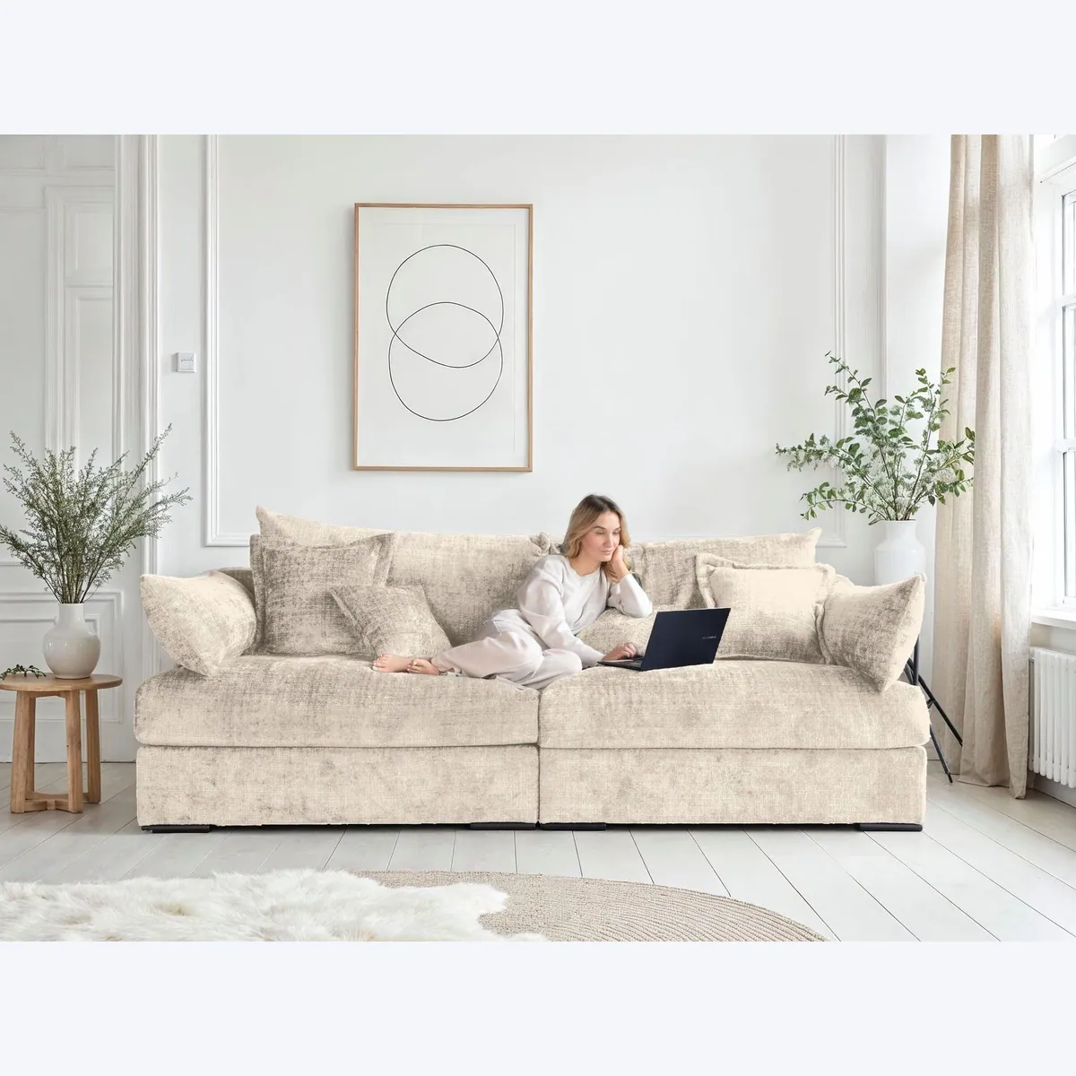 Home affaire Big-Sofa Casa XL, großzügige Breite von 190 cm, inklusive 4 Zierkissen