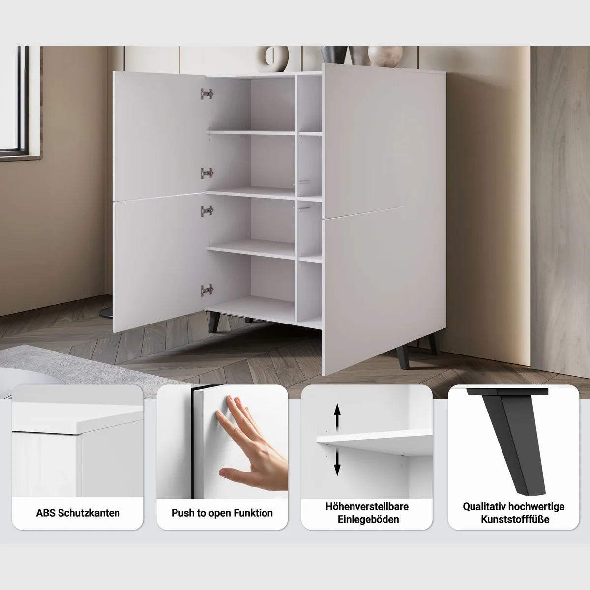 Home affaire Highboard Phuket II, stilvolle Hochkommode, 4 Türen, 8 Fächer, 120 cm breit 3
