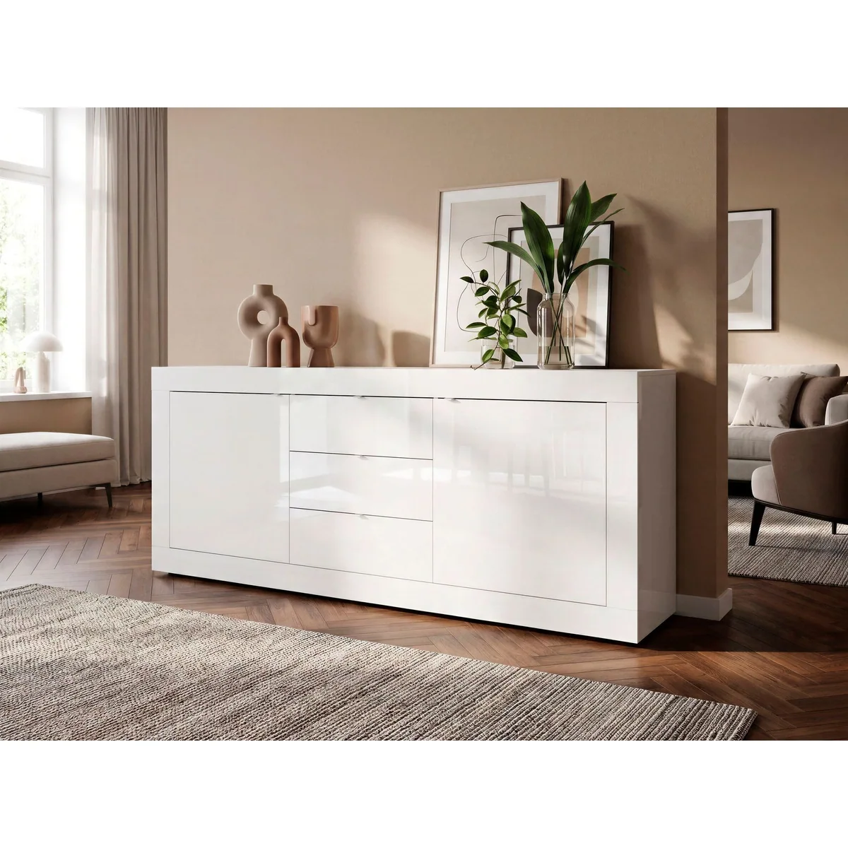 Home affaire Sideboard Basic, 210 cm breit, 2 Türen, 3 Schubkästen