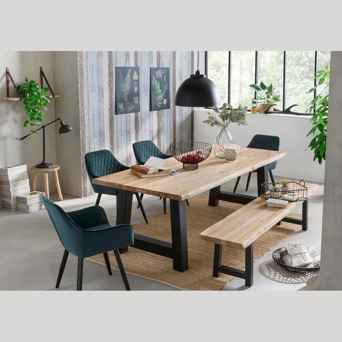 Home affaire Esstisch Tristan, massive Balkeneiche geölt, modernes Design 3