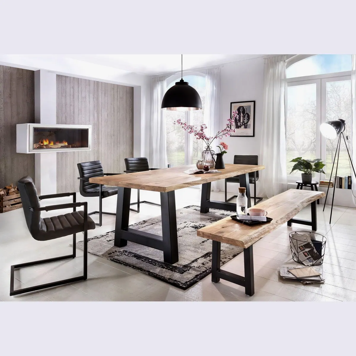 Home affaire Esstisch Tristan, massive Balkeneiche geölt, modernes Design 4