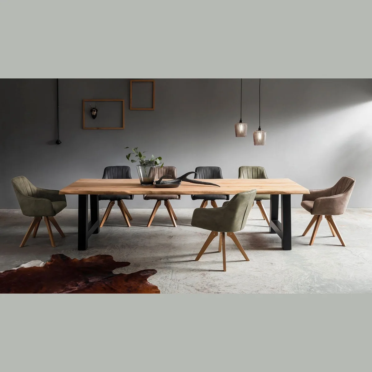 Home affaire Esstisch Tristan, massive Balkeneiche geölt, modernes Design 5